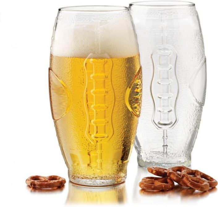 Football shaped beer glass