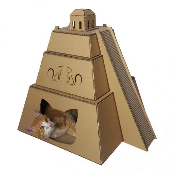 Mayan pyramid cardboard cat house