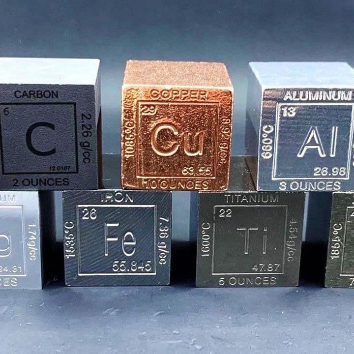 Periodic table metal element cubes