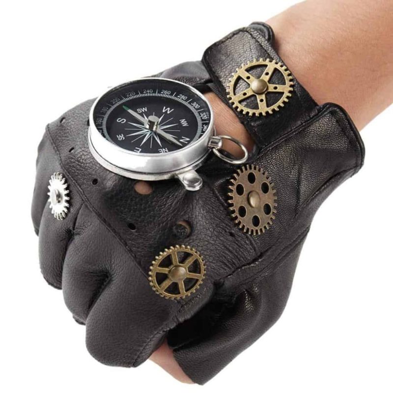 Steampunk leather gloves