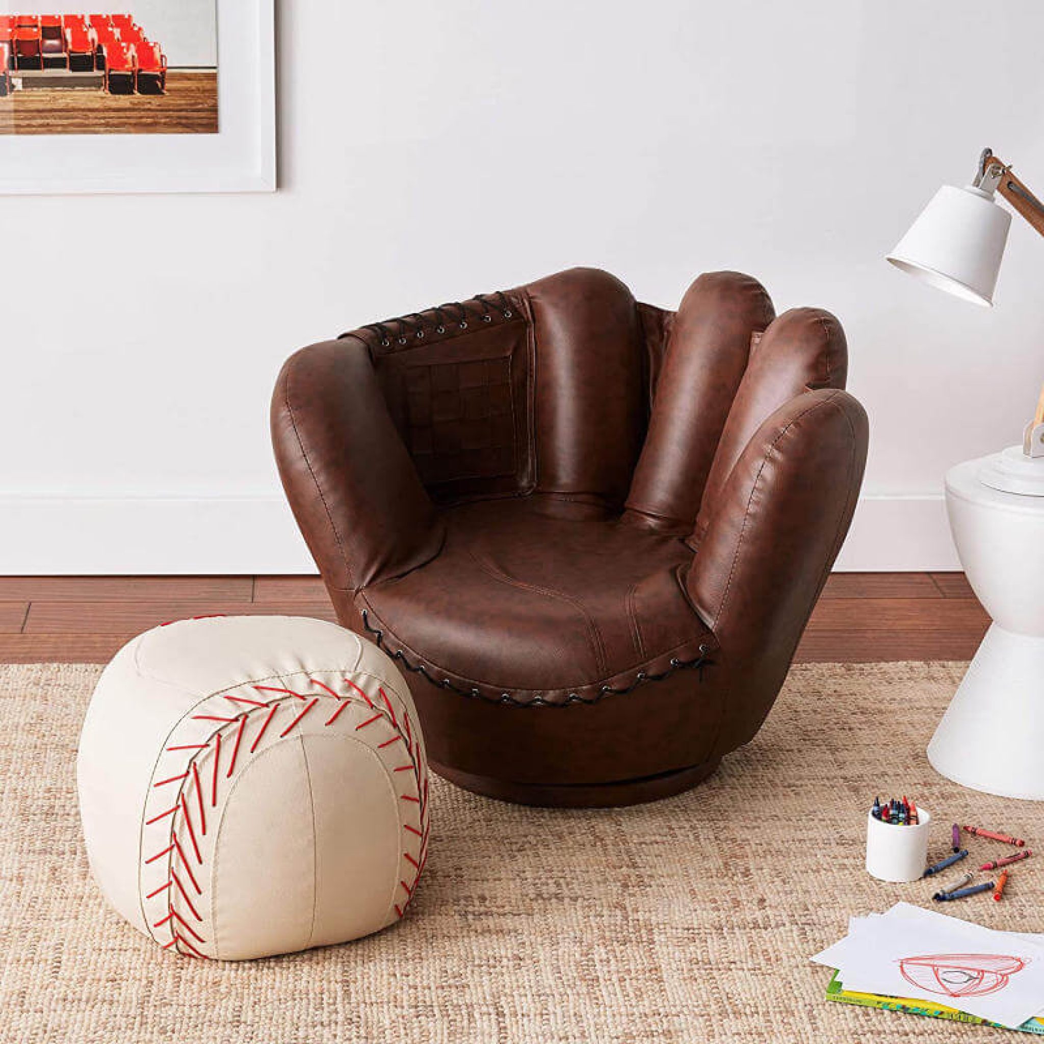 This Baseball Mitt Chair & Ball Ottoman is The Perfect Gift for the ...