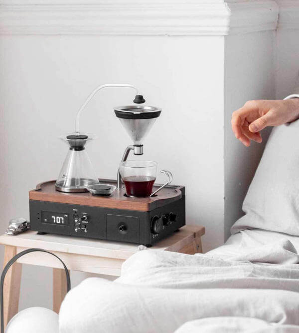 Barisieur Coffee and Tea Brewing Alarm Clock Wakes You Up and Prepares